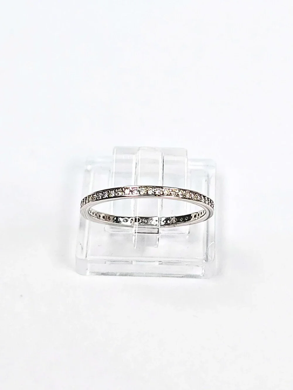 925 Sterling Silver CZ Eternity Band Ring Rhodium Wedding Anniversary Churumbela